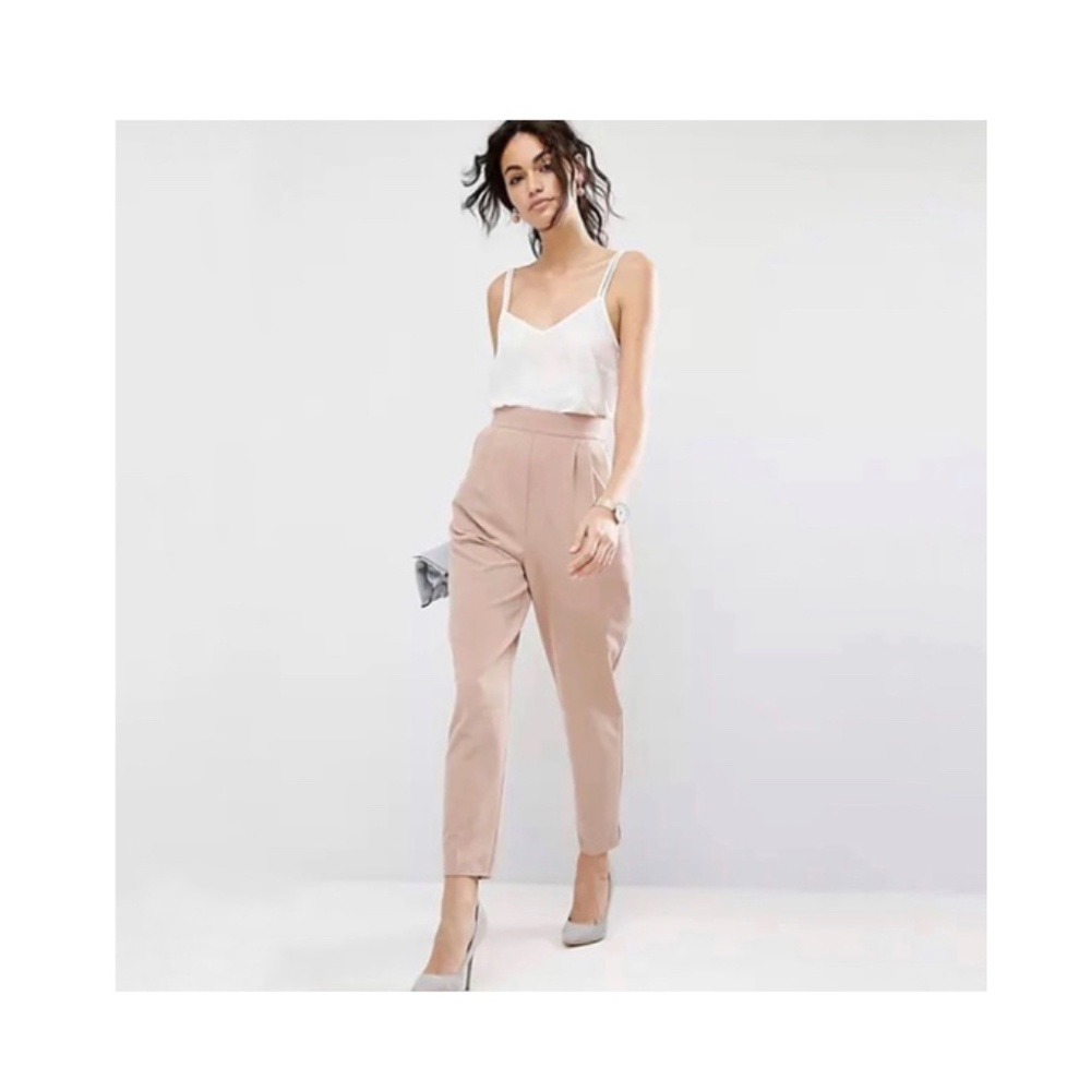 ASOS High Waist Tapered Pleated Pants